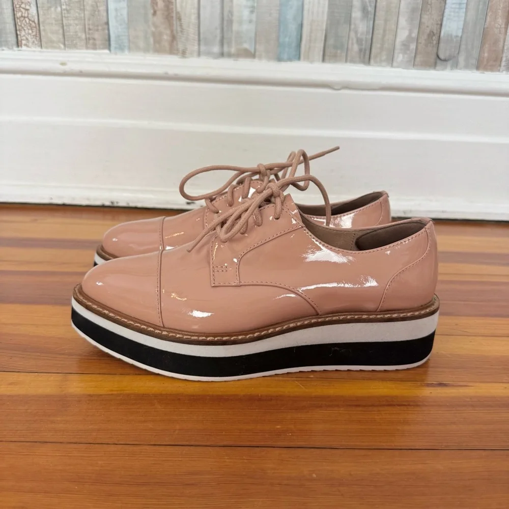 Halogen Atlantic-Pacific 6 Gabriela Platform Derby Oxford Lace Up Patent Leather
